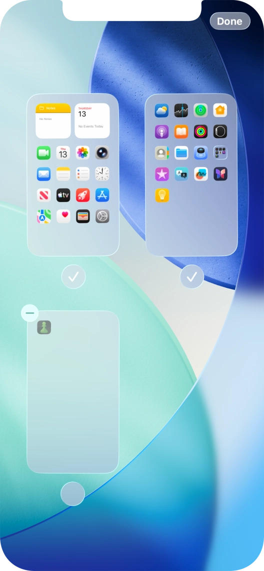 Press the delete icon next to the required home screen page.