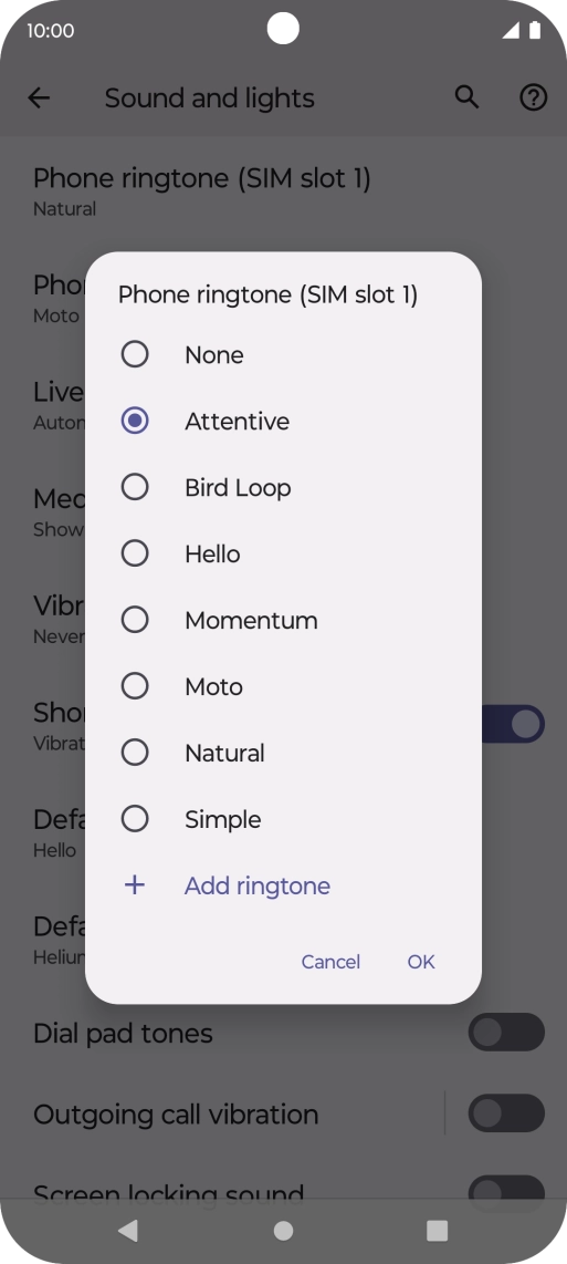 Once you've found a ring tone you like, press OK.