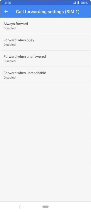 Press the required divert type.