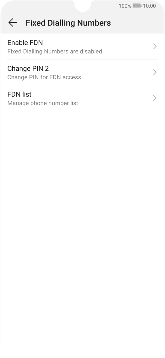 Press Enable FDN to turn on fixed dialling.
