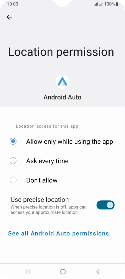 Press the required setting.
