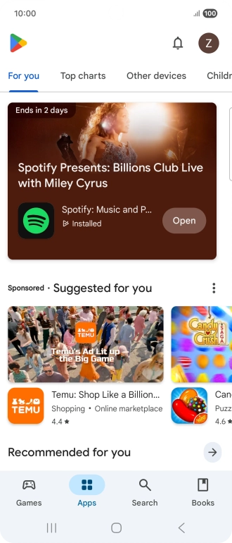 Press the profile icon.
