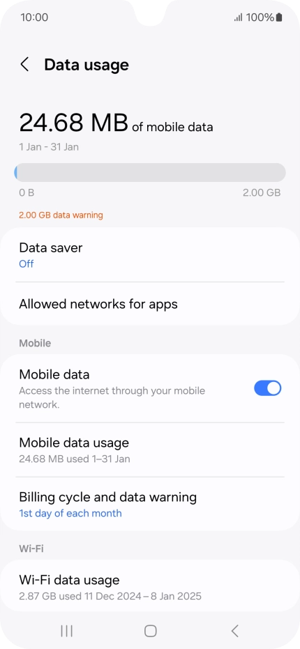 The total data usage is displayed.