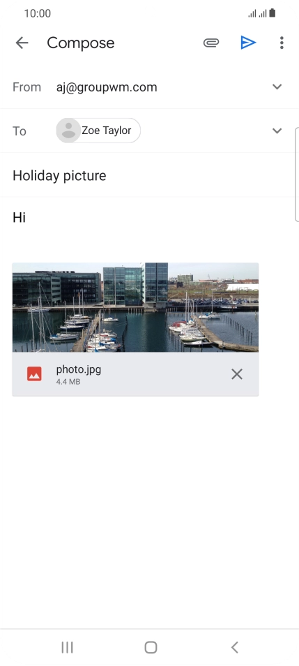 Press the send icon when you've finished your email.