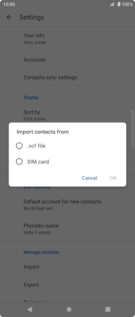 Press SIM card.