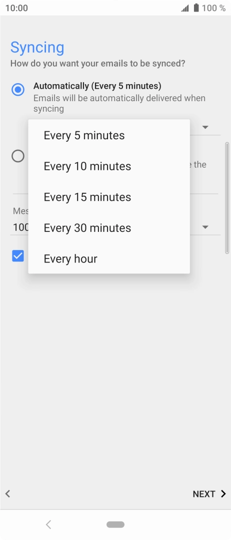 Press the required setting.