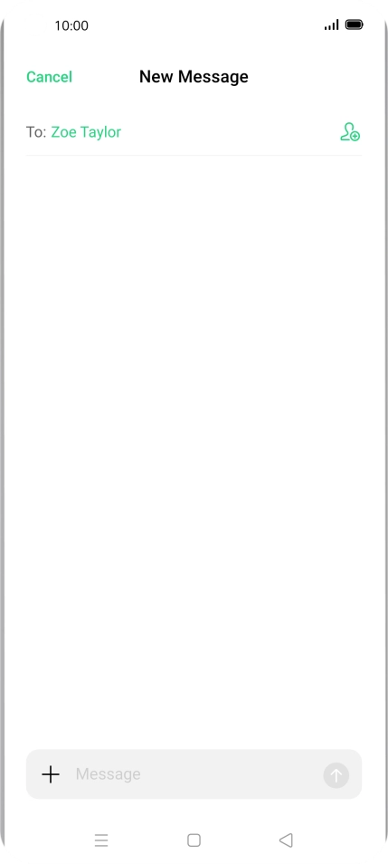 Press the text input field and write the text for your MMS.