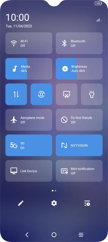 Press the flight mode icon to turn the function on or off.
