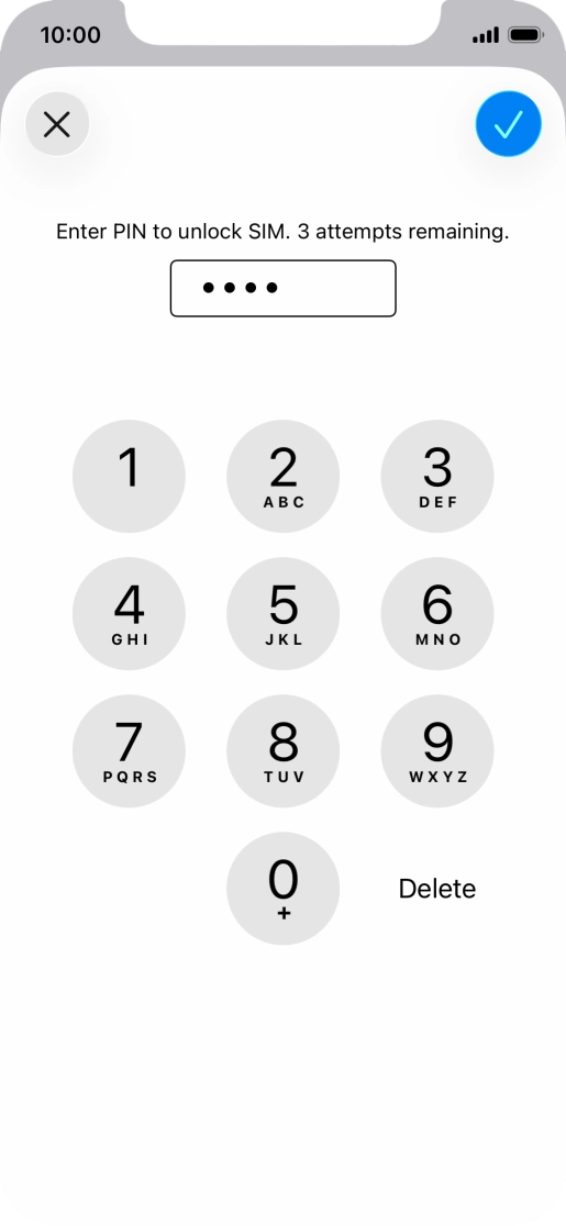 Key in your PIN and press the confirm icon. The default PIN is 1111.