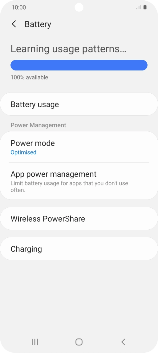 Press Power mode.