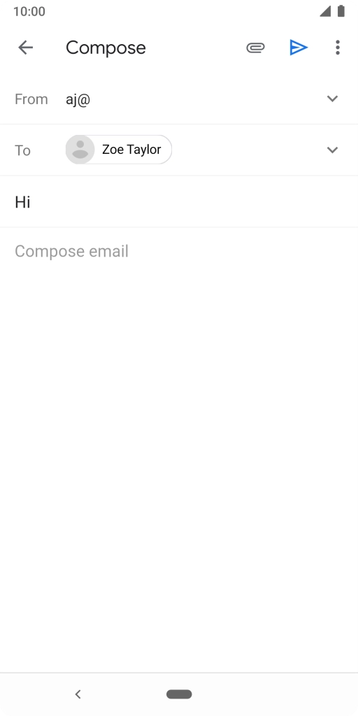 Press the text input field and write the text for your email.
