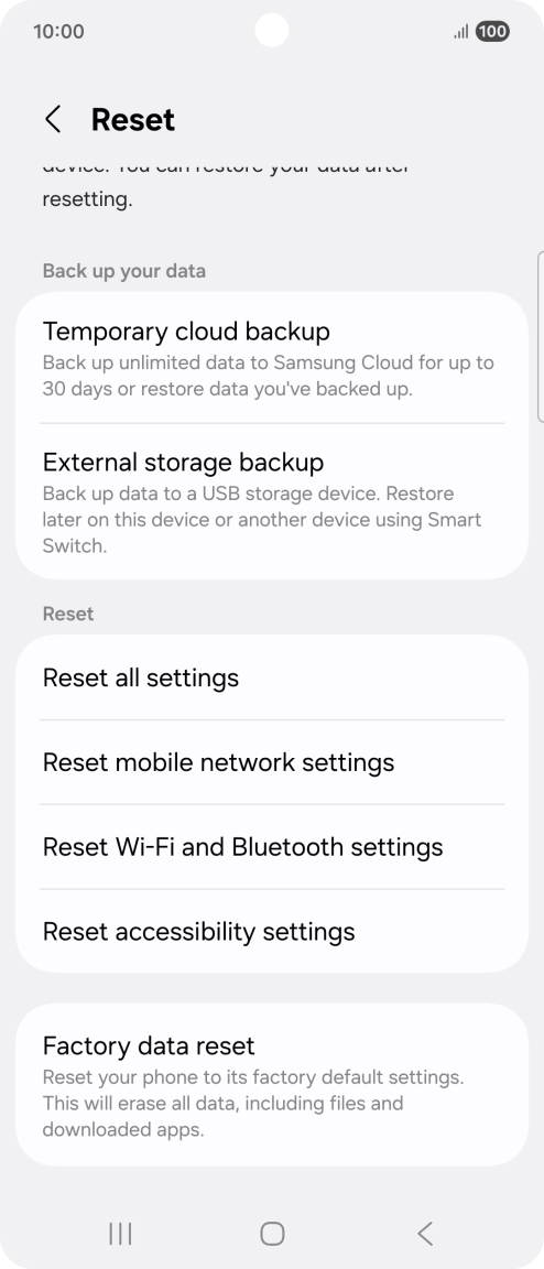 Press Factory data reset.