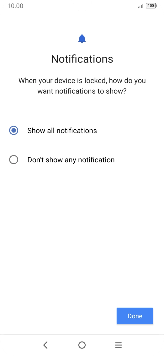 Press the required setting.