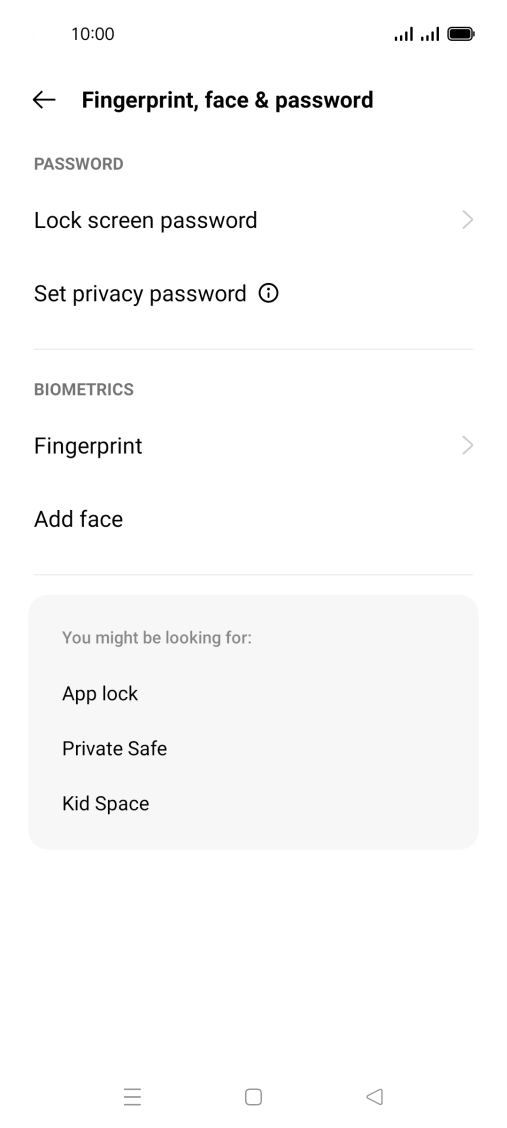 Press Lock screen password and key in the additional phone lock code you created earlier.