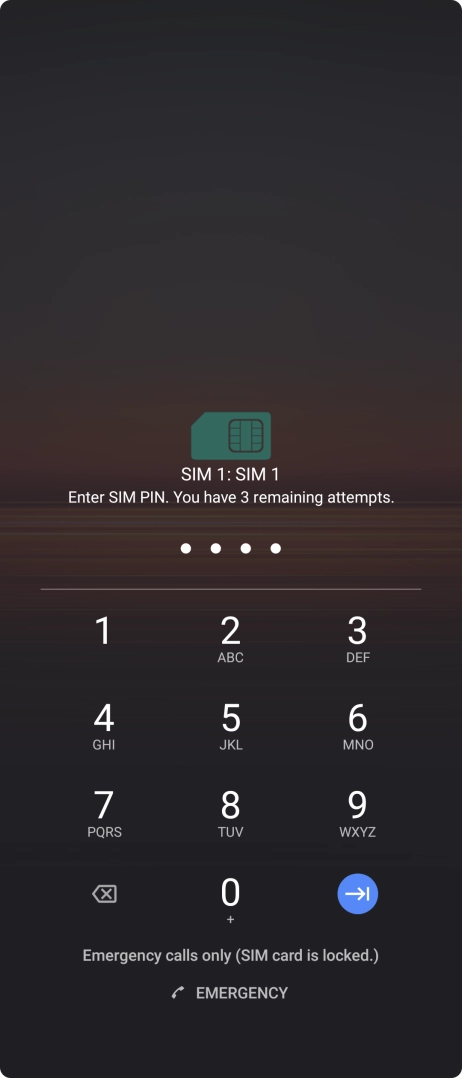 If you're asked to key in your PIN, do so and press arrow right. The default PIN is 1111.