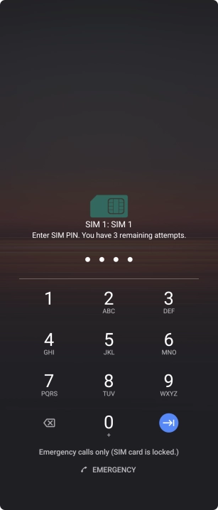 If you're asked to key in your PIN, do so and press arrow right. The default PIN is 1111.