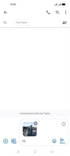Press the send icon when you've finished your MMS.