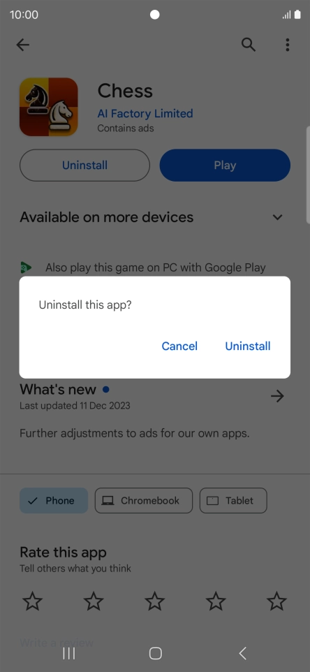 Press Uninstall.