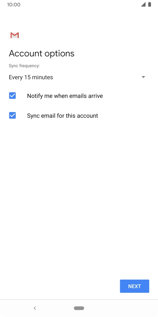 If this screen is displayed, you email account has been recognised and set up automatically. Follow the instructions on the screen to key in more information and finish setting up your phone.