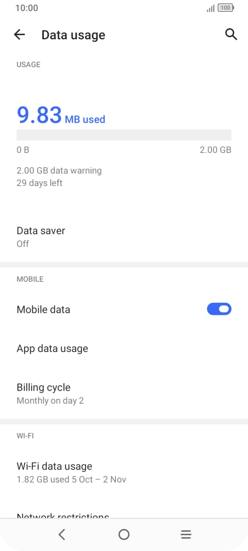 The total data usage is displayed.