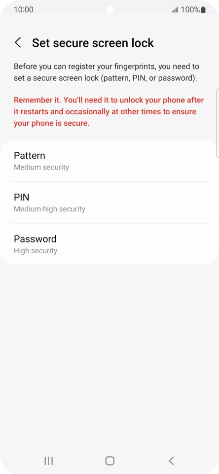 Press the required phone lock code and follow the instructions on the screen to create an additional phone lock code.