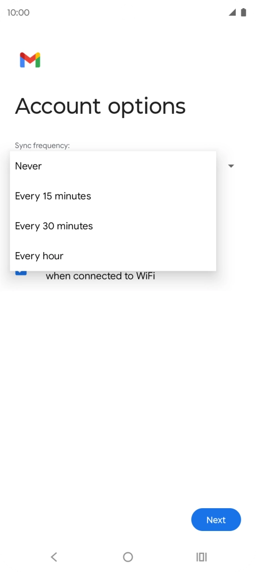 Press the required setting.