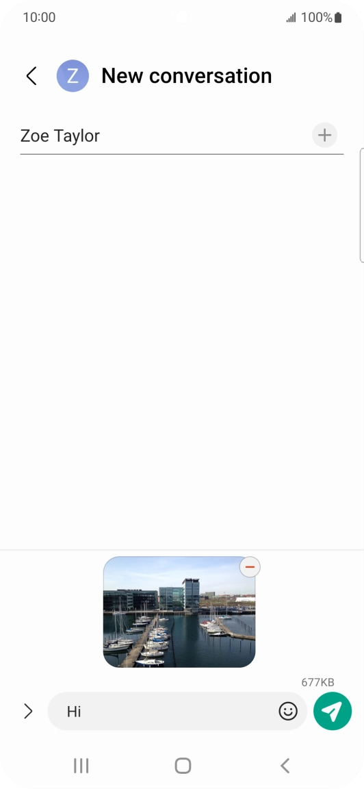 Press the send icon when you've finished your MMS.
