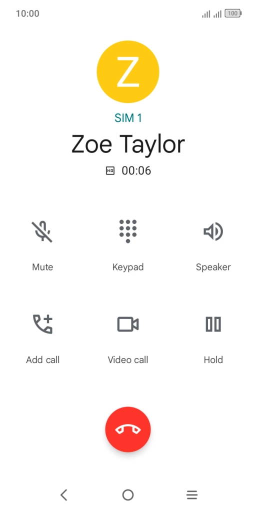 Press the end call icon.