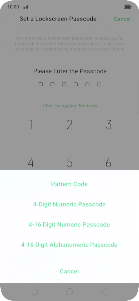 Press the required phone lock code and follow the instructions on the screen to create an additional phone lock code.