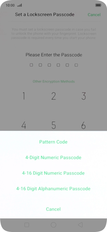 Press the required phone lock code and follow the instructions on the screen to create an additional phone lock code.
