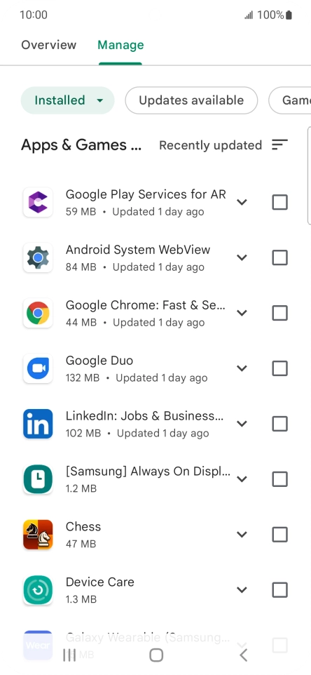 Press the required app.