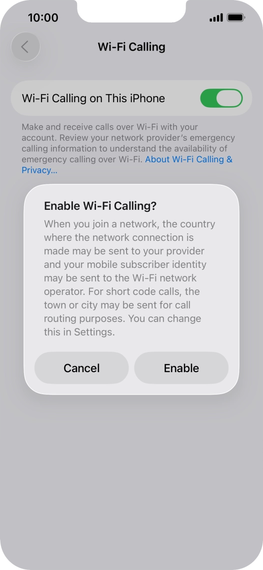 If you turn on the function, press Enable.