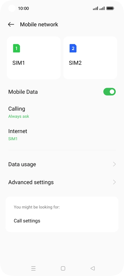 Press Data usage.