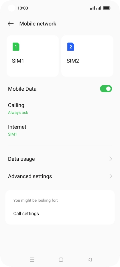 Press Data usage.
