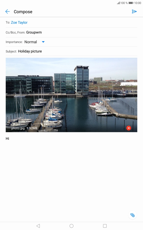 Press the send icon when you've finished your email.