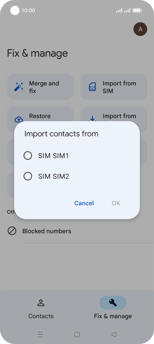 Press the required SIM.