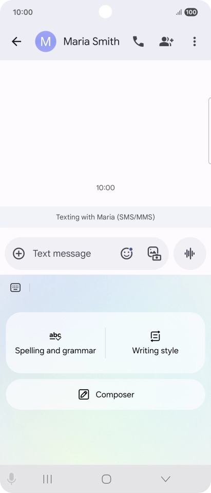 To generate a text, press Composer and follow the instructions on the screen to use the function.