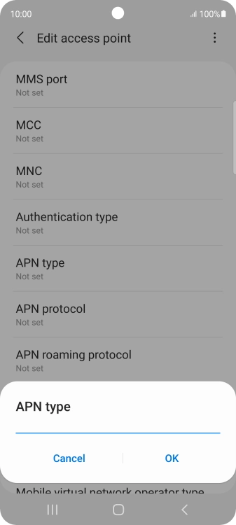 Key in default and press OK.