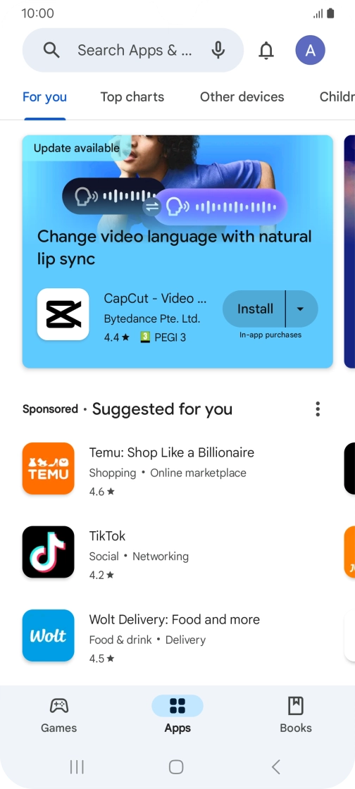 Press the search field.