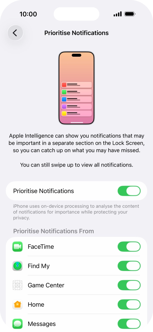 Press the indicator next to 
