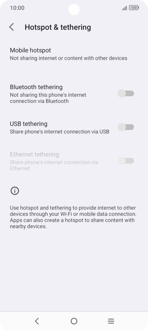 Press Mobile hotspot.