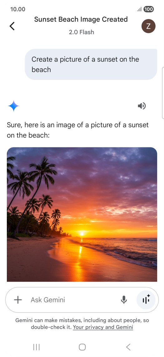 You can also ask Gemini to generate a picture based on your description.