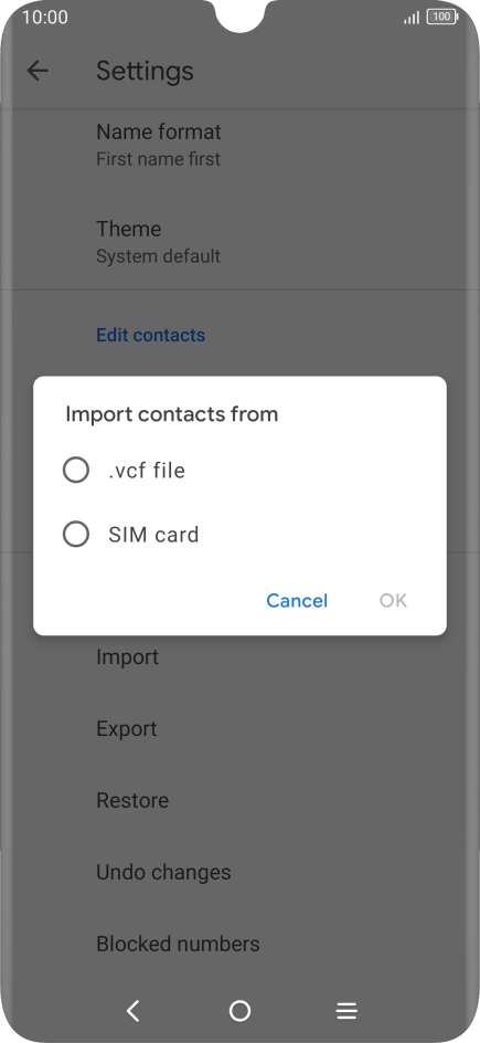 Press the name of the SIM.