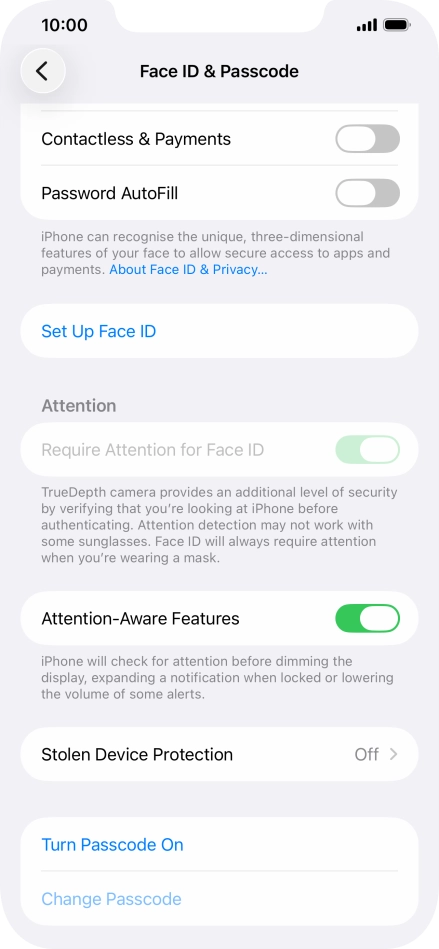 Press Turn Passcode On and key in a phone lock code of your own choice twice.