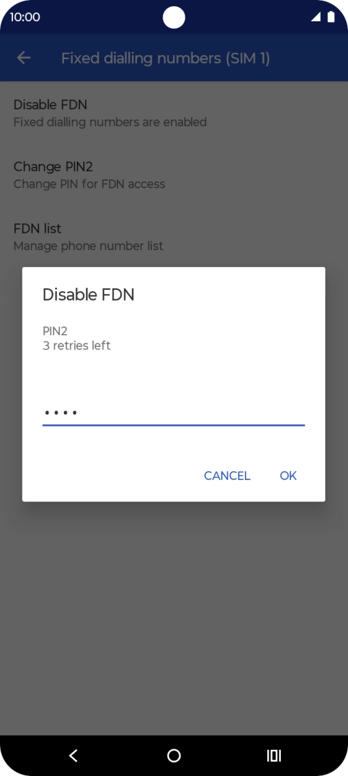 Key in your PIN2 and press OK. The default PIN2 is 0000.