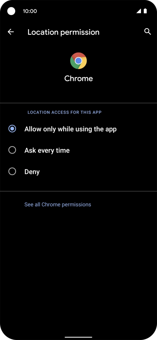 Press the required setting.