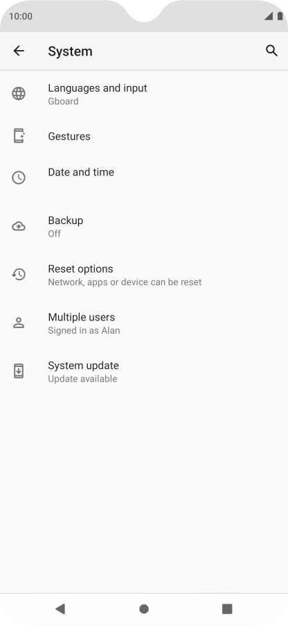 Press Reset options.
