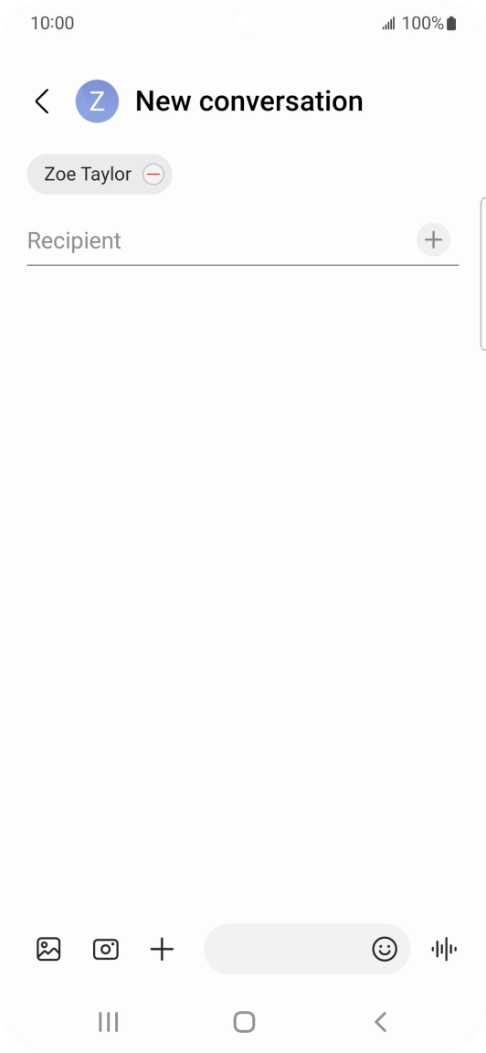Press the text input field and write the text for your MMS.