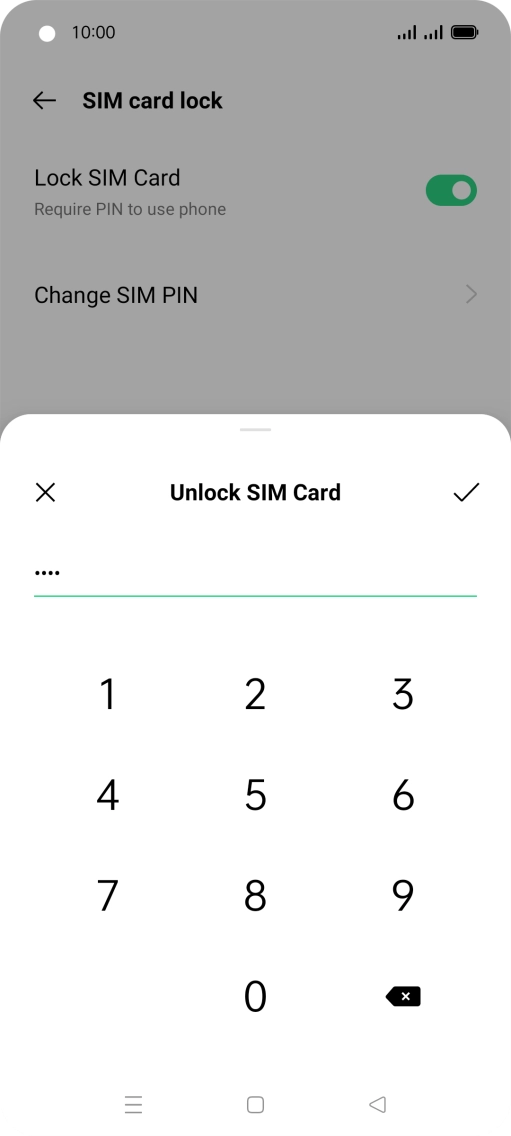 Key in your PIN and press the confirm icon. The default PIN is 1111.