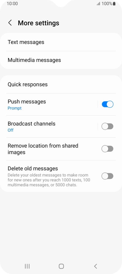 Press Text messages.